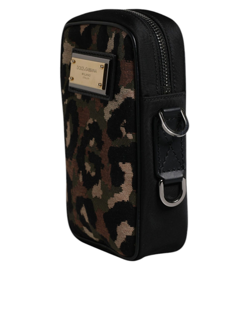 Thumbnail: Dolce & Gabbana Multicolor Leopard Jacquard Logo Plaque Neck Strap Bag