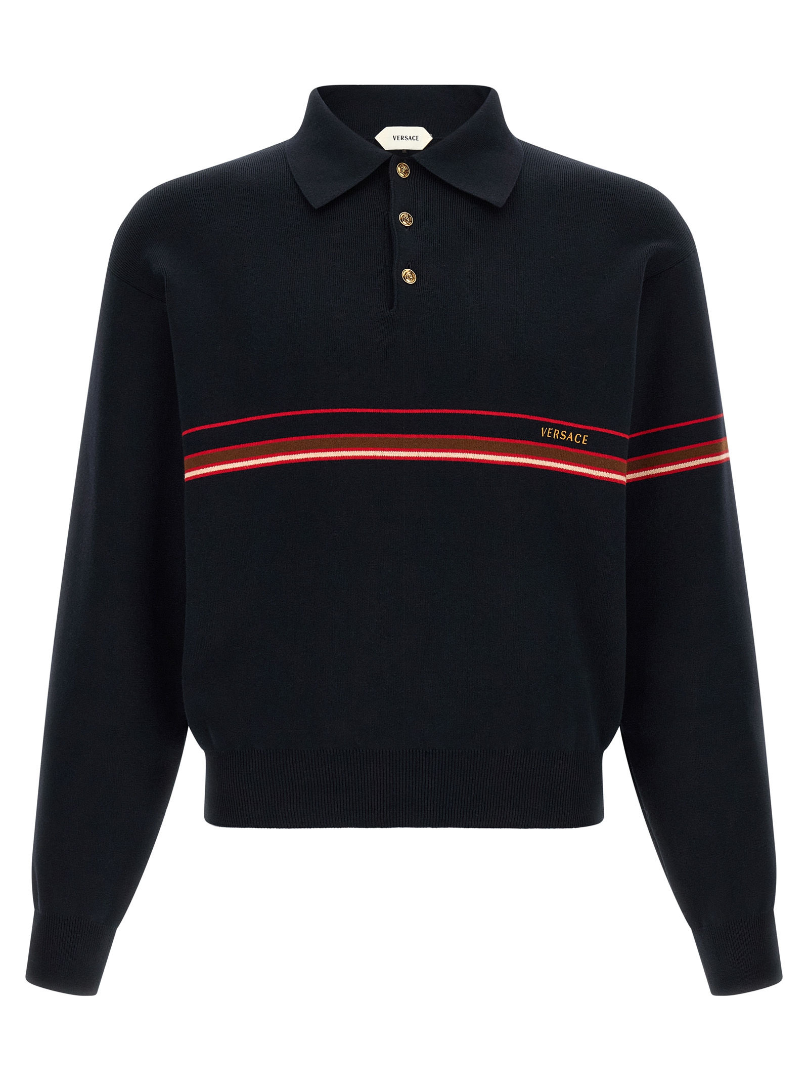 Versace Blue Cotton Polo Shirt