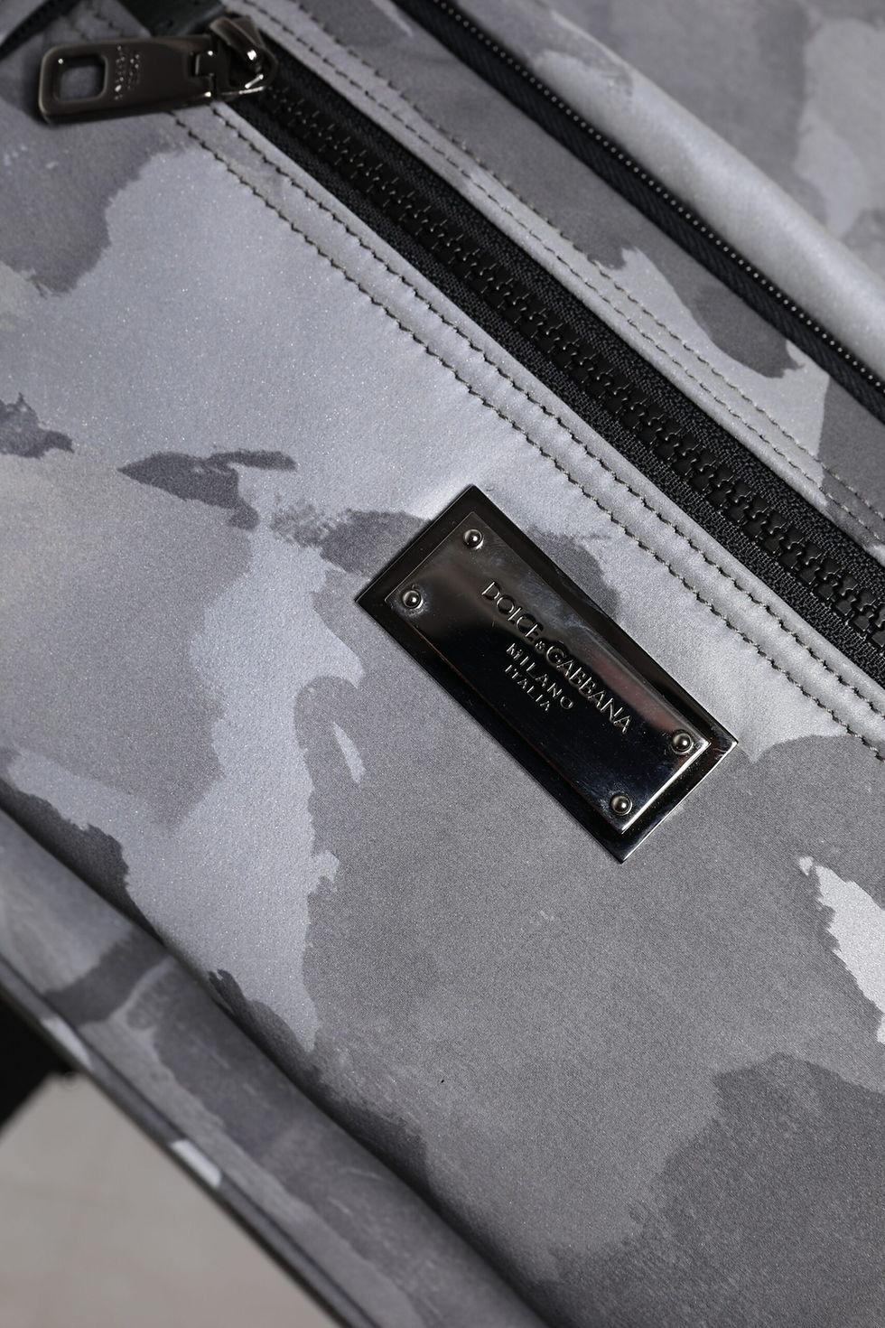 Thumbnail: Dolce & Gabbana Gray Cotton Camouflage Logo Plaque Backpack Bag