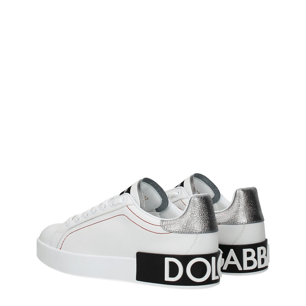 Thumbnail: Dolce & Gabbana White Leather Low Top Sneakers
