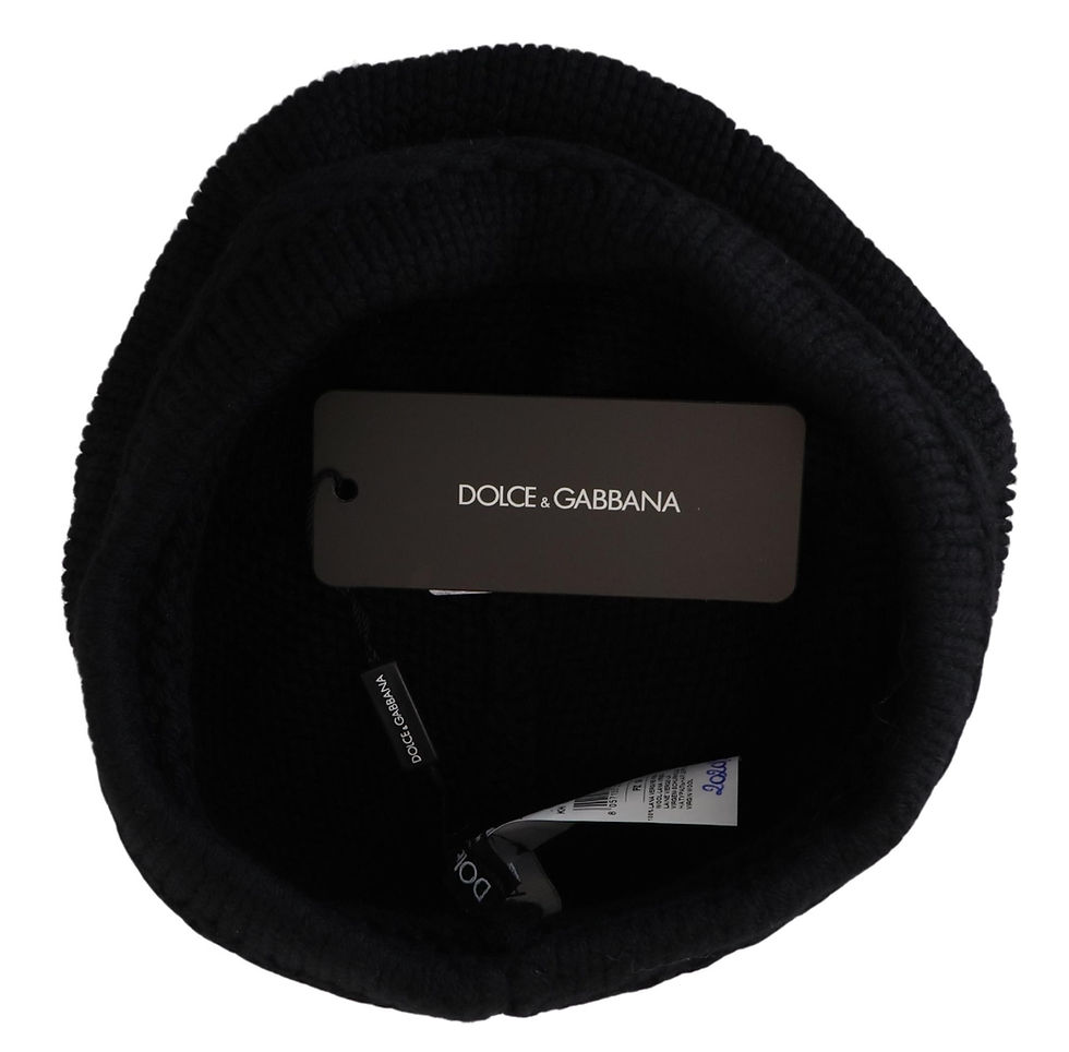 Thumbnail: Dolce & Gabbana Black Virgin Wool Women Winter Beanie Cap Hat