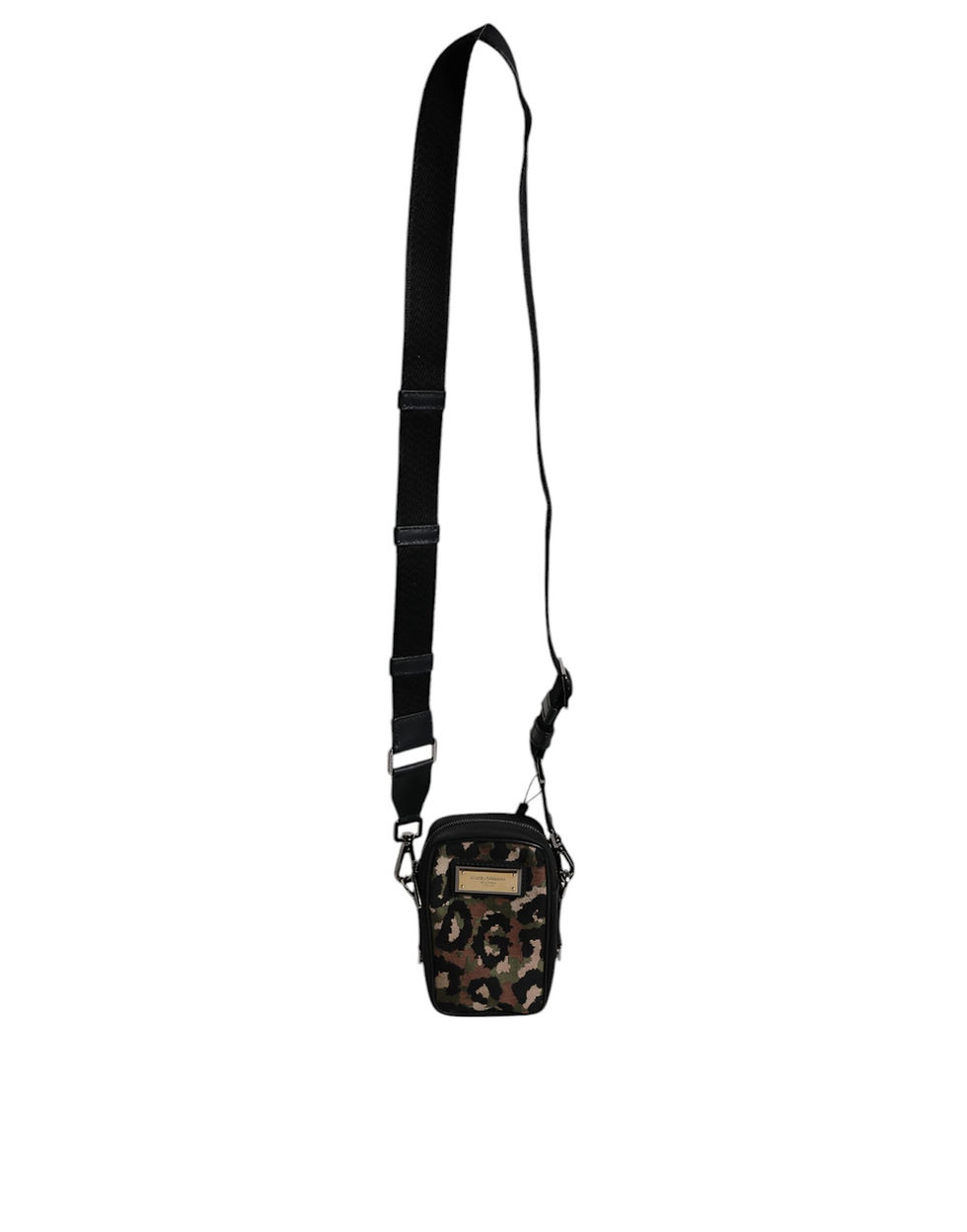 Thumbnail: Dolce & Gabbana Multicolor Leopard Jacquard Logo Plaque Neck Strap Bag