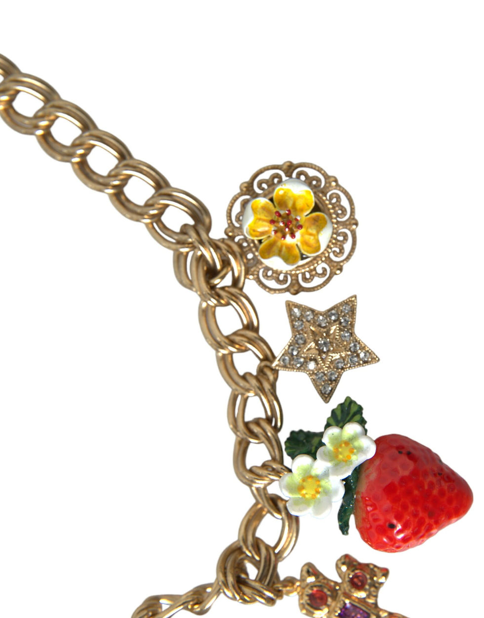 Thumbnail: Dolce & Gabbana Gold Chain Rose Cross Strawberry Star Pendant Necklace
