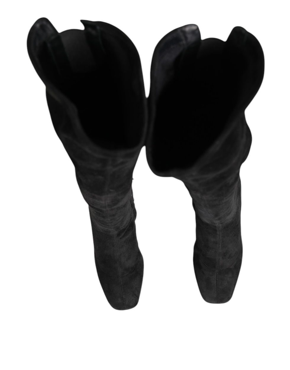 Thumbnail: Dolce & Gabbana Black Suede Leather Knee High Boots Shoes