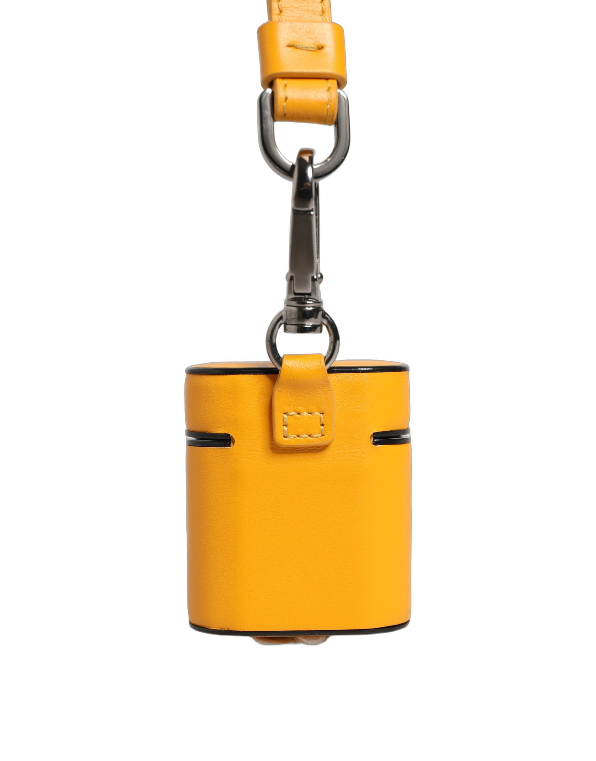 Dolce & Gabbana Case Yellow Calf Leather Logo Flip Holder Strap Airpods