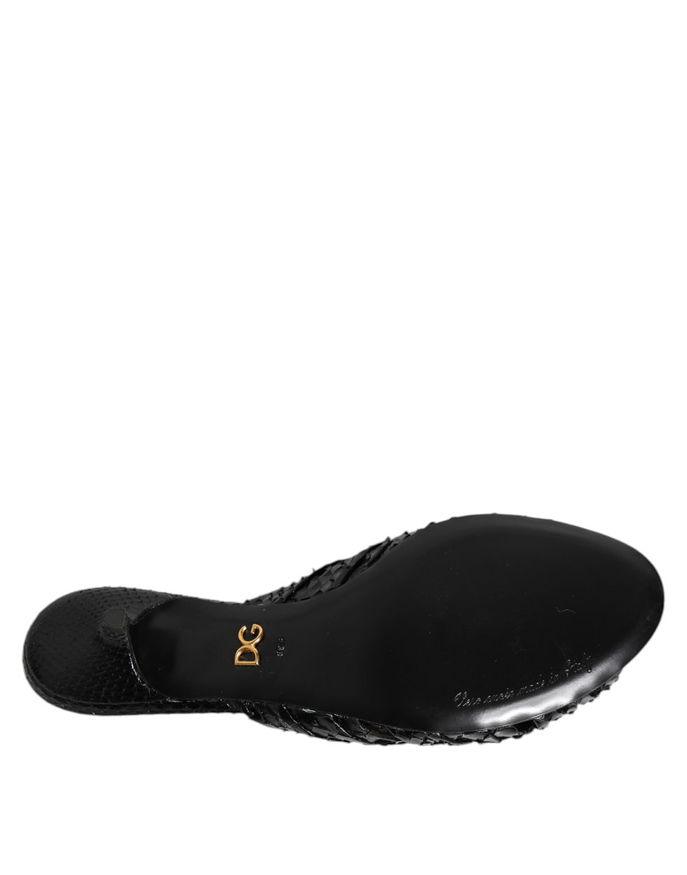 Thumbnail: Dolce & Gabbana Black Leather Heels Slides Sandals Shoes