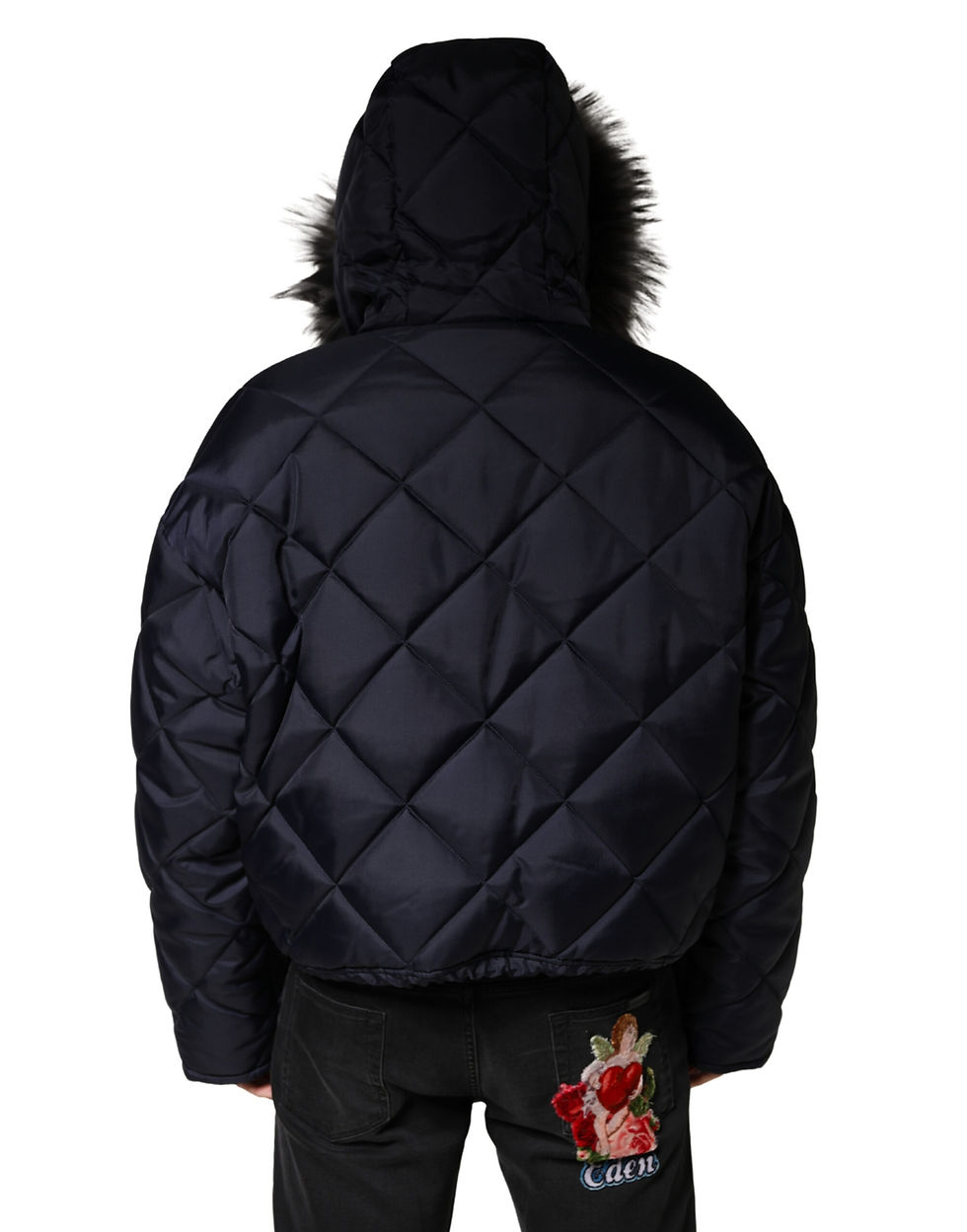 Thumbnail: Dolce & Gabbana Black Quilted Fur Shearling Hooded  Jacket