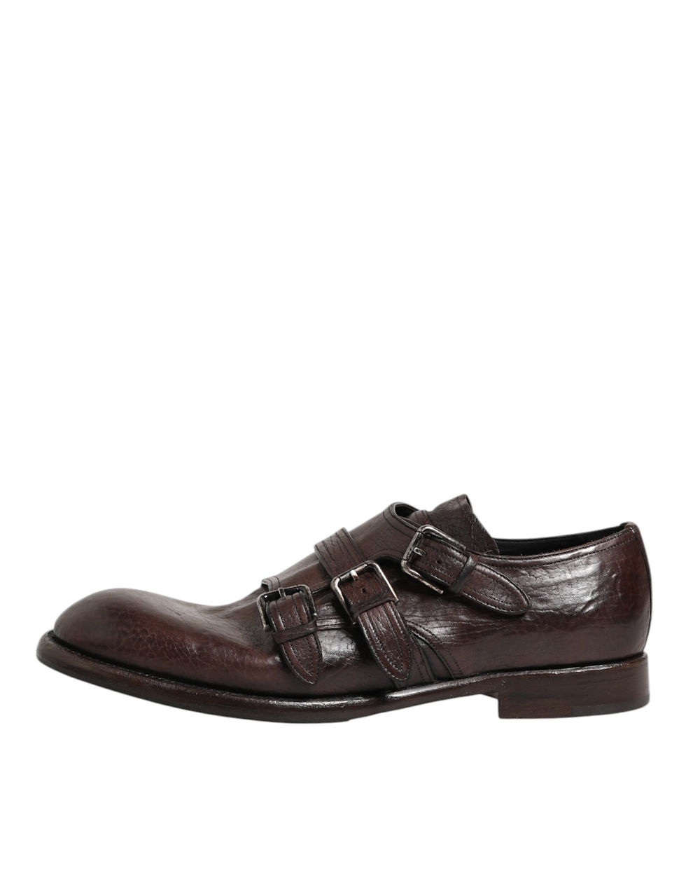 Thumbnail: Dolce & Gabbana Brown Leather Monk Strap Formal Derby Shoes