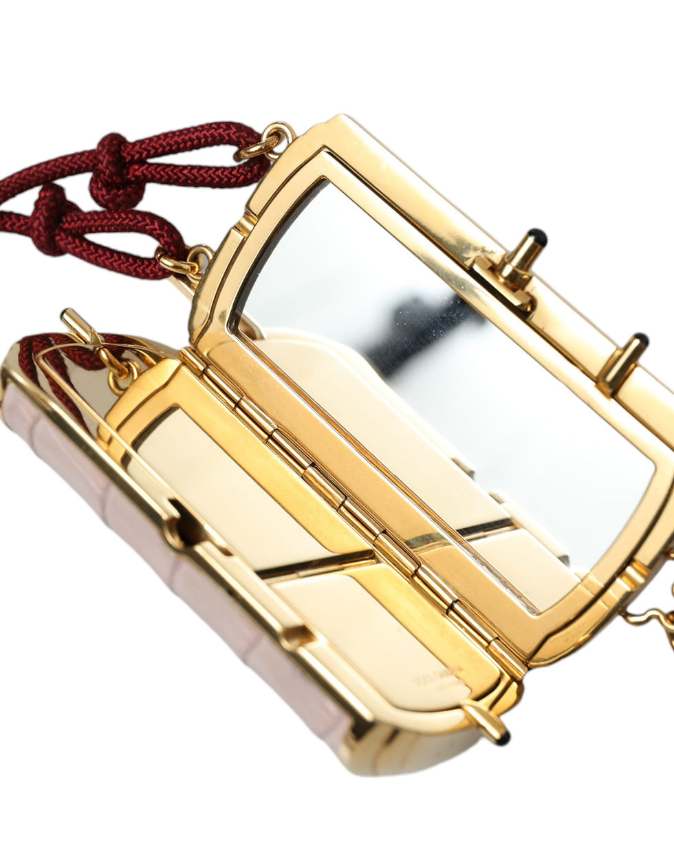 Thumbnail: Dolce & Gabbana Pink Exotic Leather Mini Mirror Tassel Makeup Bag