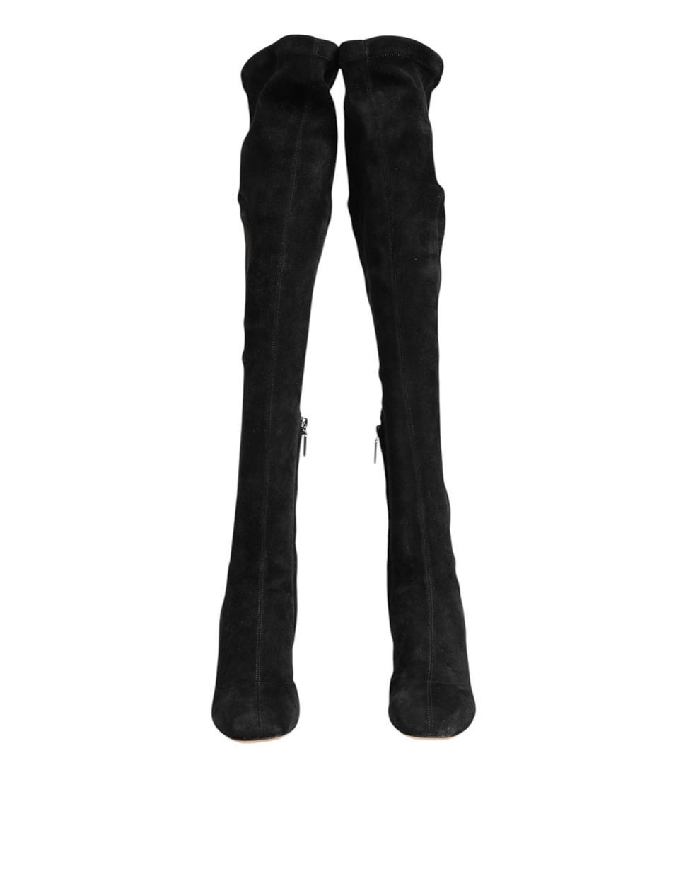 Thumbnail: Dolce & Gabbana Black Suede Leather Knee High Boots Shoes