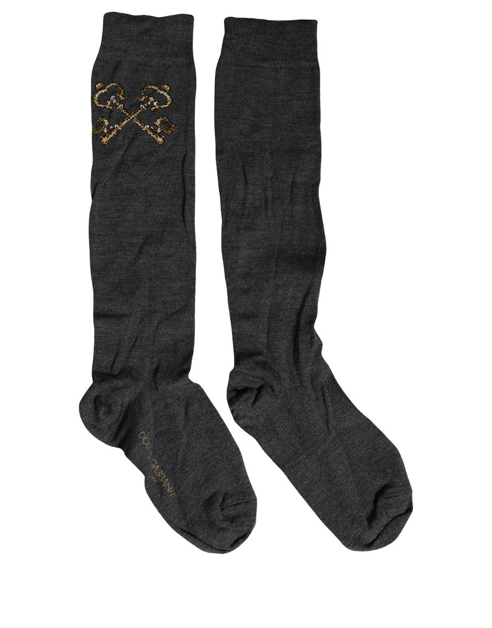 Thumbnail: Dolce & Gabbana Dark Gray Wool Over The Calf Knee High Accessory Socks