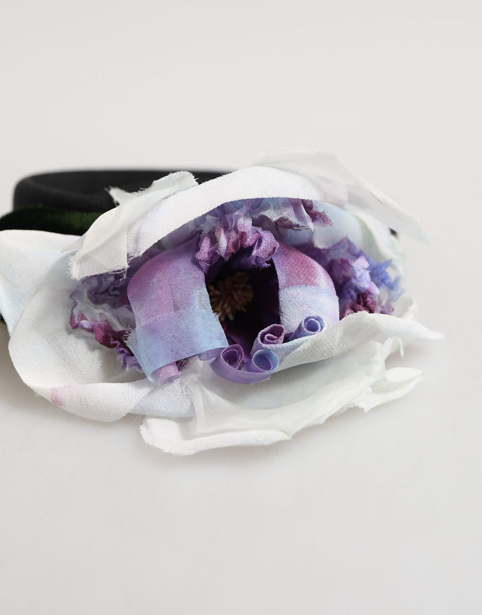 Thumbnail: Dolce & Gabbana Black Green Silk Purple White Floral Appliqué Accessory Headband
