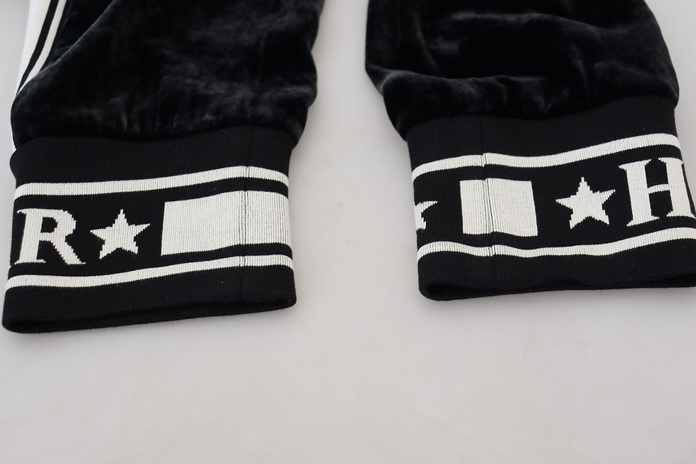 Thumbnail: Dolce & Gabbana Black DG Logo Velvet Trouser Pants