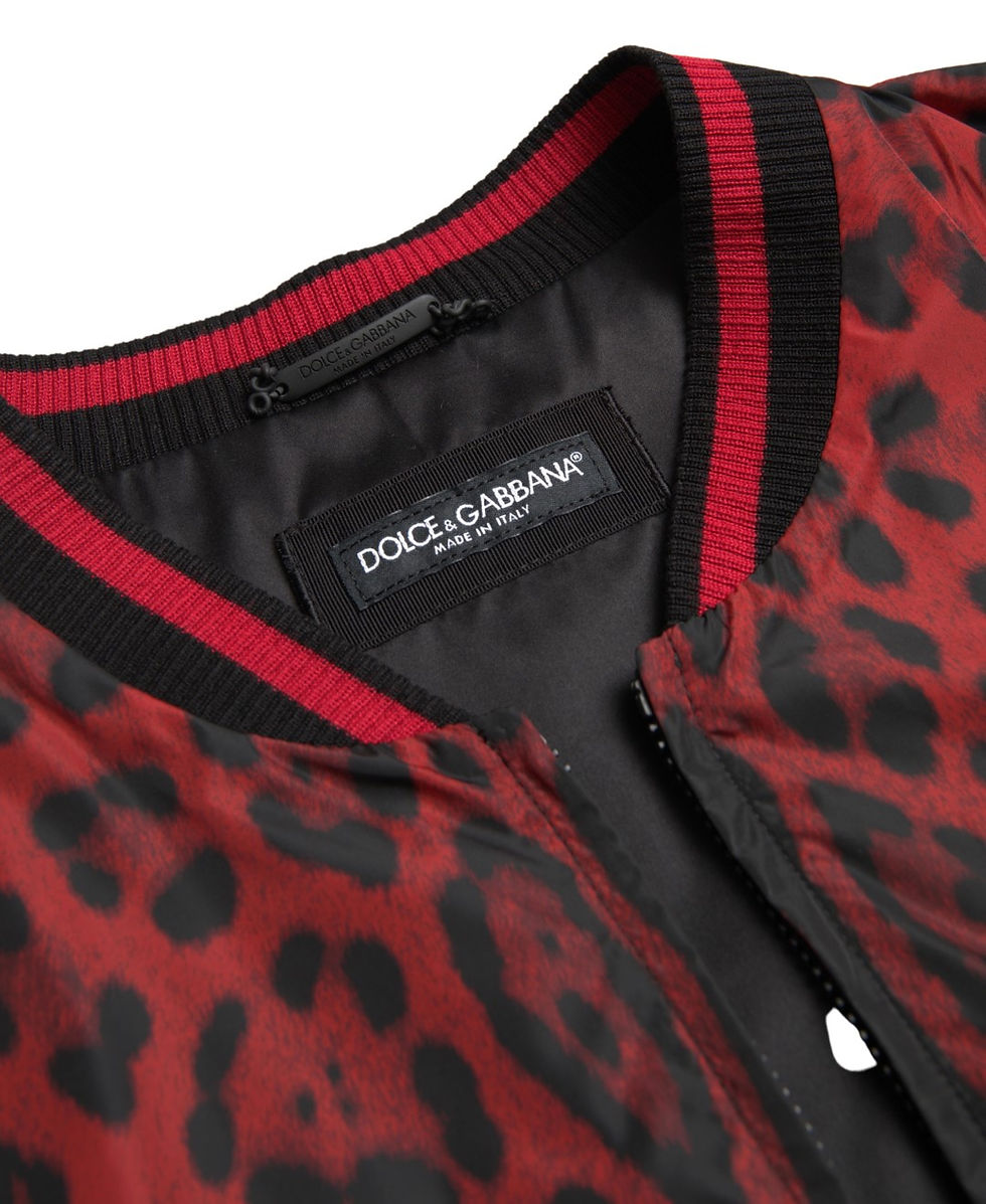 Thumbnail: Dolce & Gabbana Red Leopard Bomber Short Coat Jacket