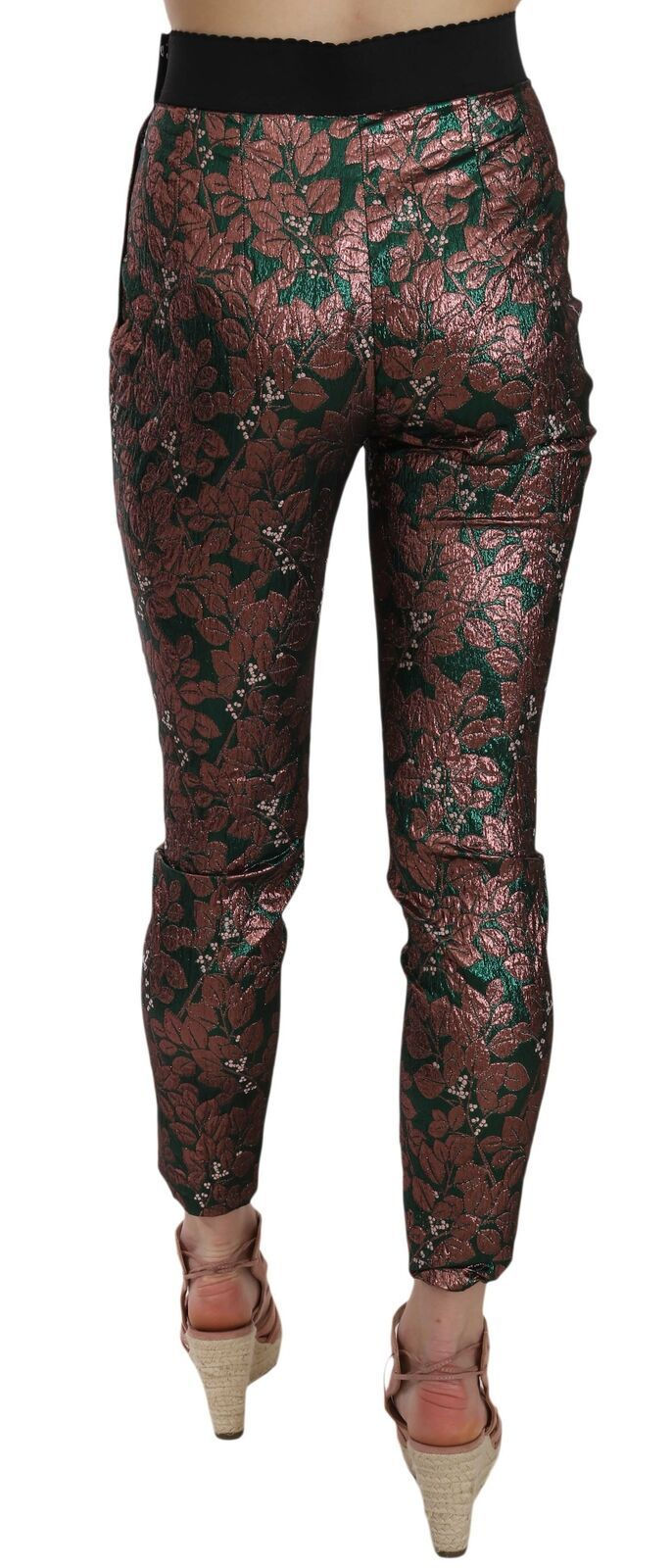 Thumbnail: Dolce & Gabbana Multicolor Iridescent Brocade Jacquard Trousers Crop Pants