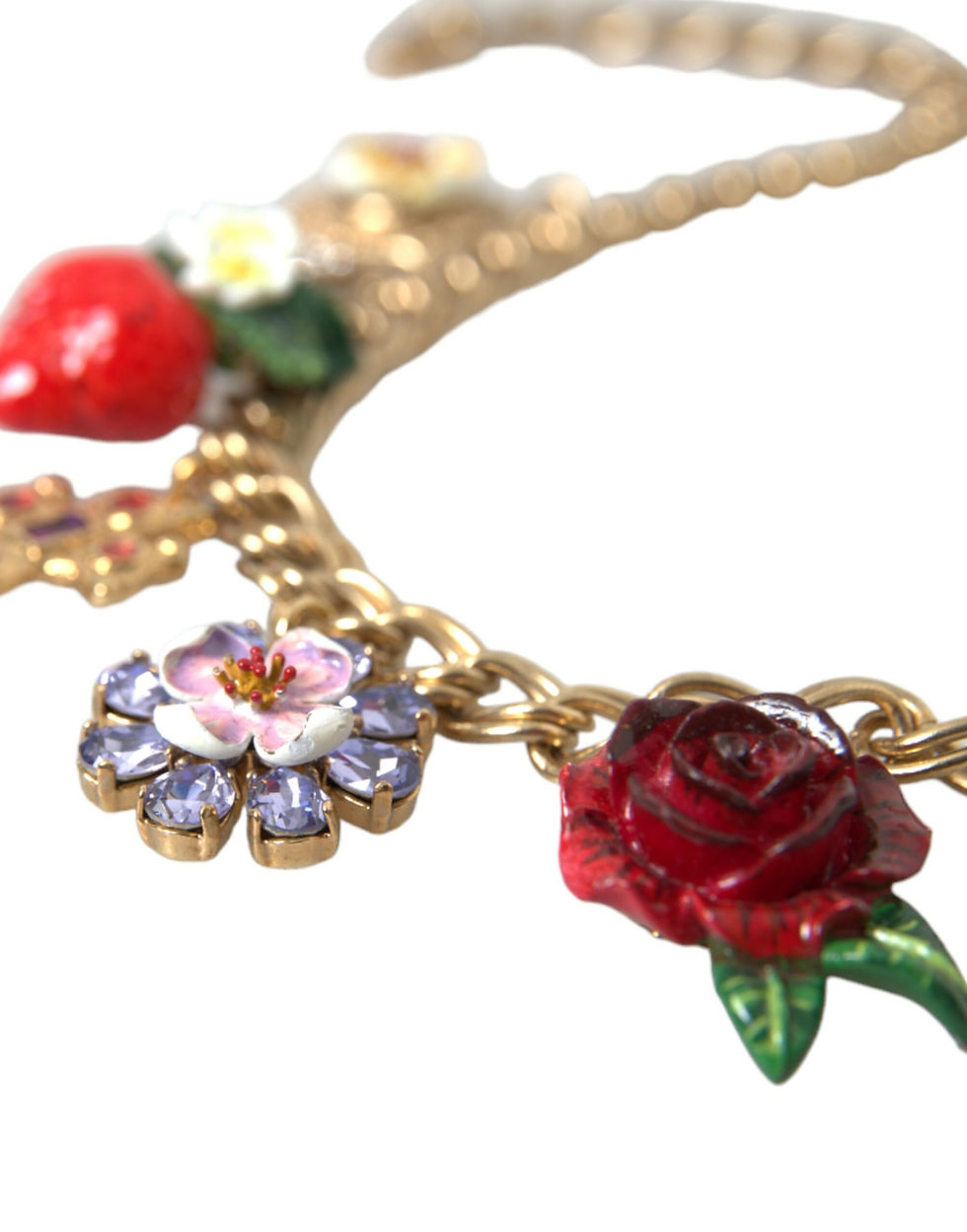 Thumbnail: Dolce & Gabbana Gold Chain Rose Cross Strawberry Star Pendant Necklace