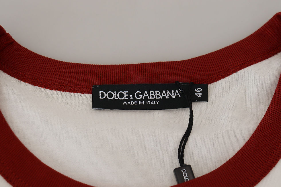 Thumbnail: Dolce & Gabbana Cotton White Logo Print Crewneck T-shirt