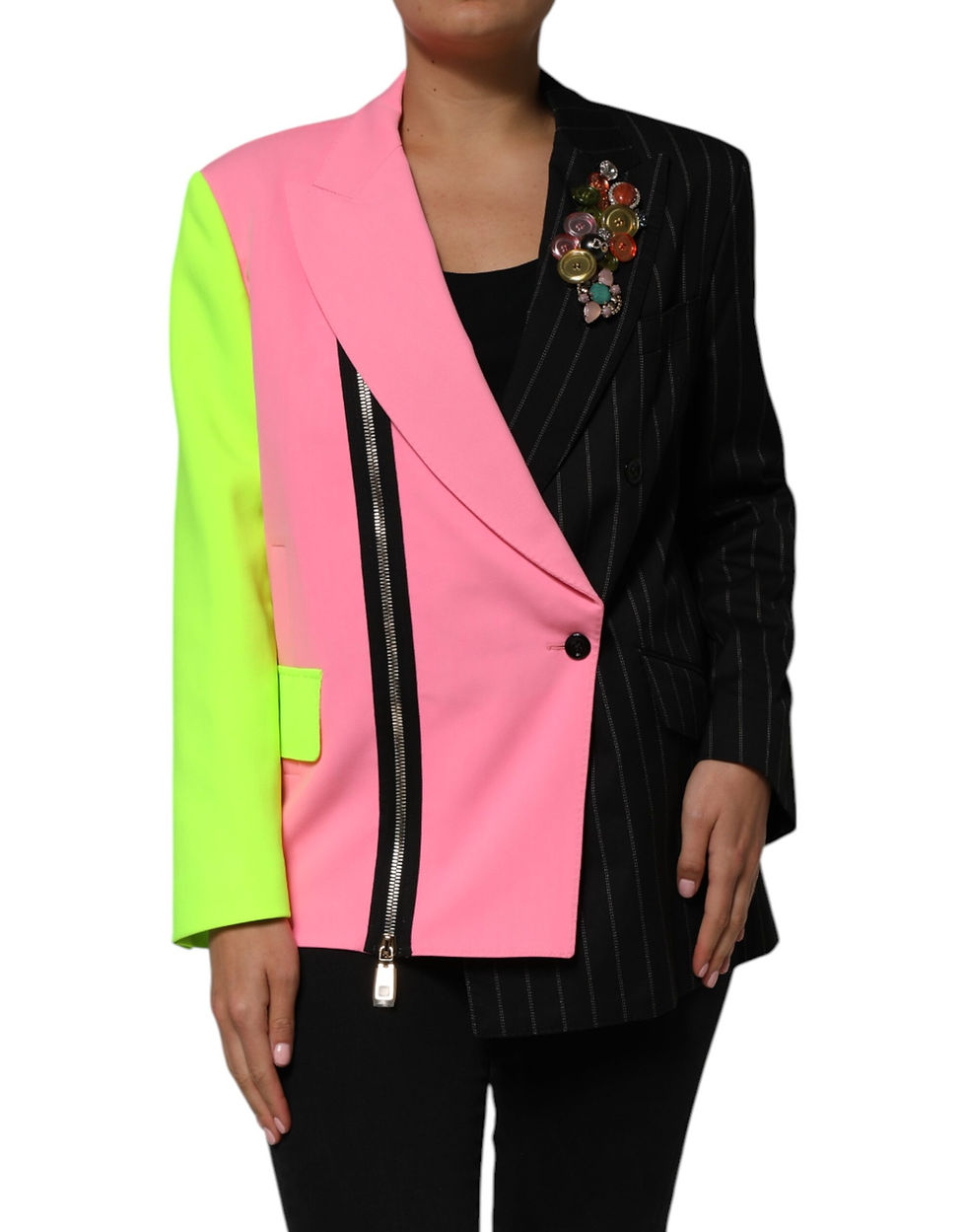 Thumbnail: Dolce & Gabbana Multicolor Patchwork Embellished Coat Jacket