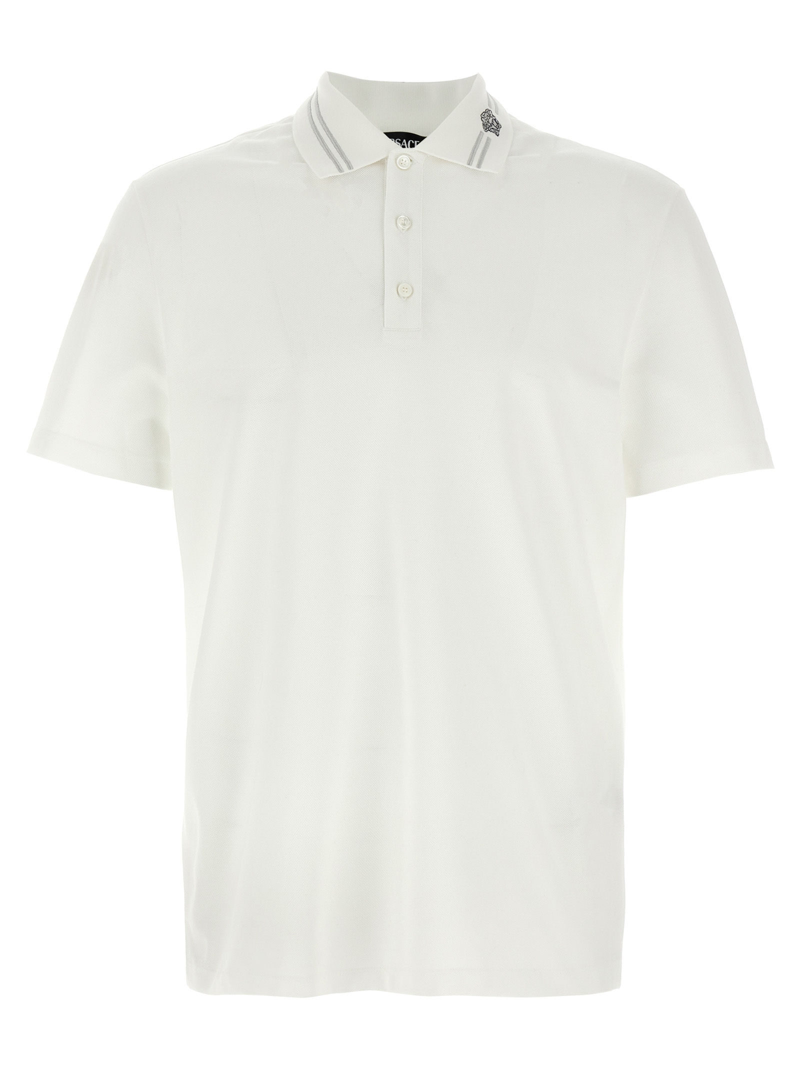 Versace White Cotton Polo Shirt