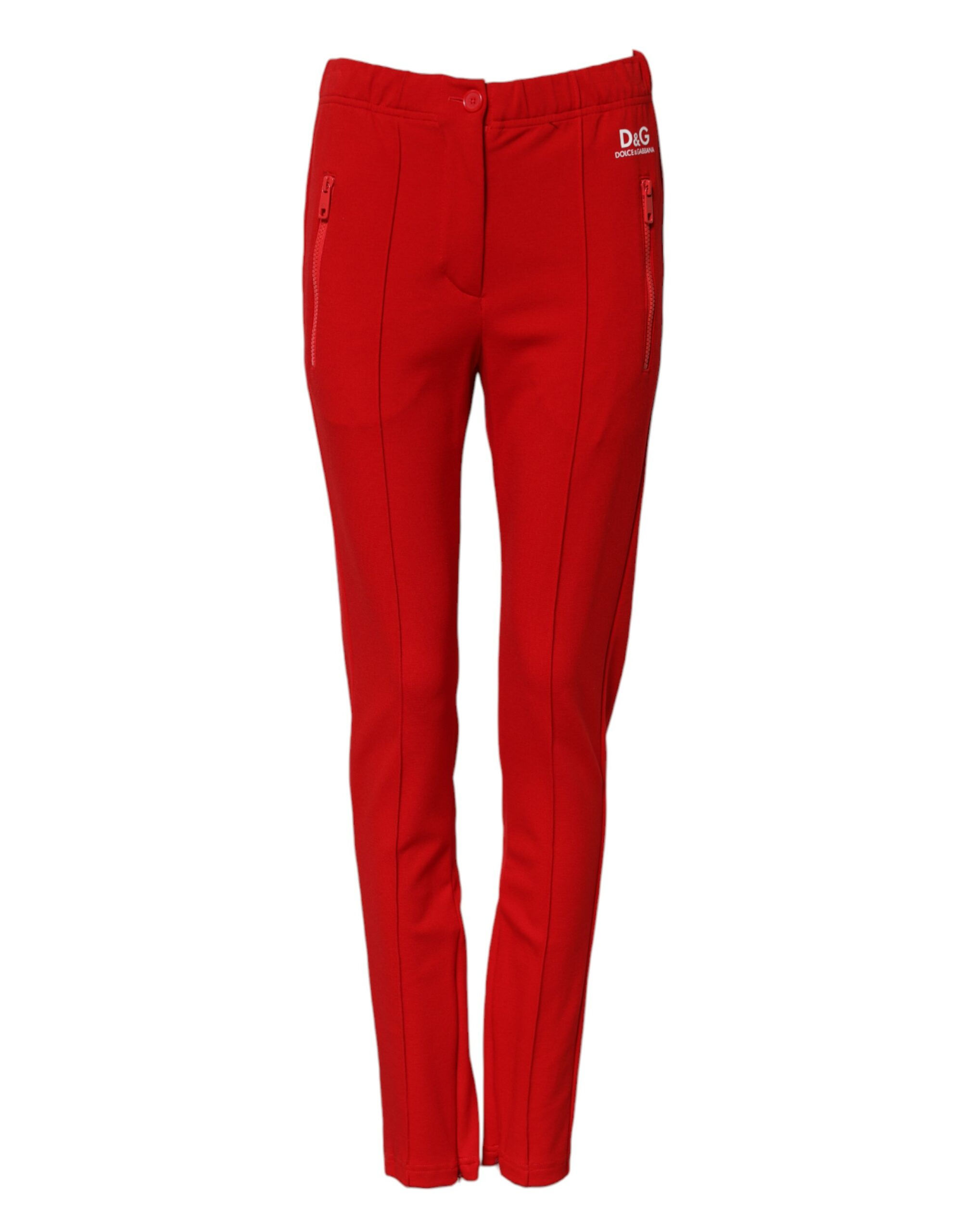 Dolce & Gabbana Red Mid Waist Slim Fit Pants