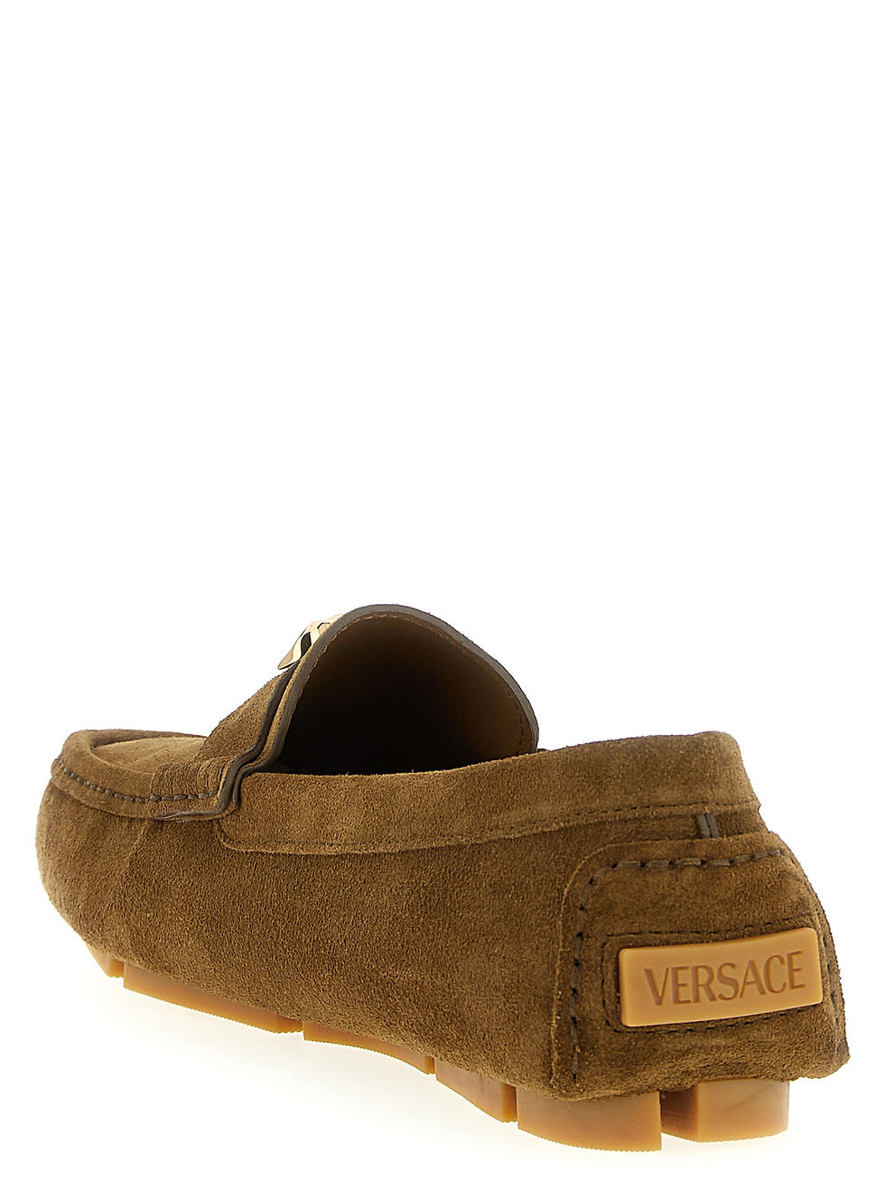 Thumbnail: Versace Brown Calfskin Slip-On Loafers