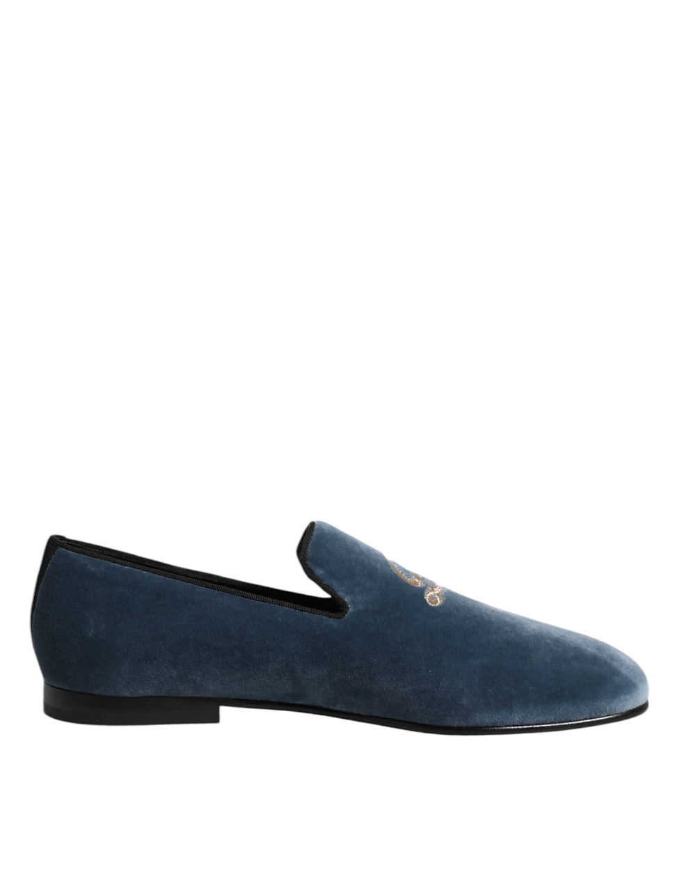 Thumbnail: Dolce & Gabbana Blue Velvet DG Logo Loafers Formal Shoes