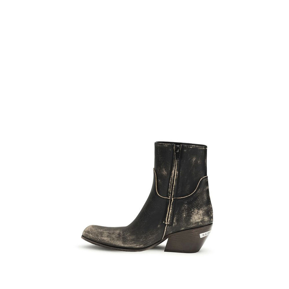 Thumbnail: Balenciaga Black Calf Leather Bos Taurus Ankle Boots