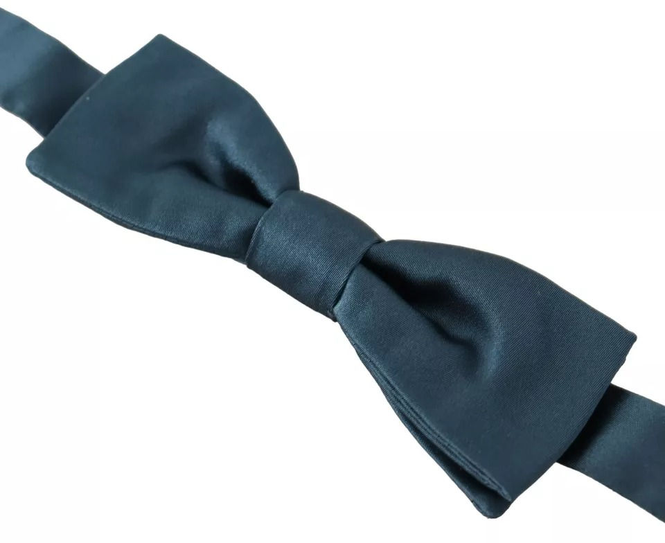 Thumbnail: Dolce & Gabbana Blue 100% Silk Adjustable Neck Bow Tie Mens
