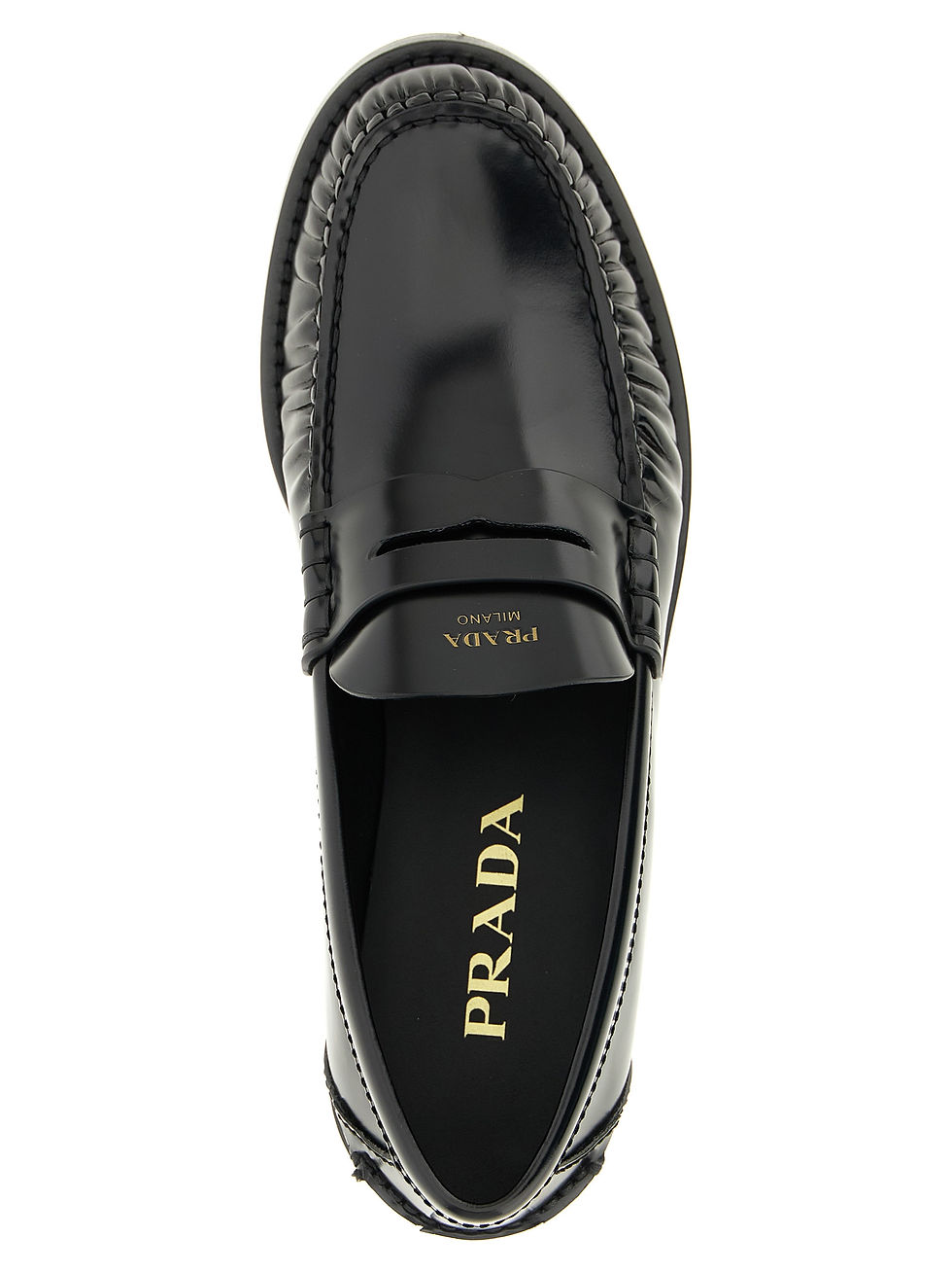 Thumbnail: Prada Black Calfskin Slip-On Loafers