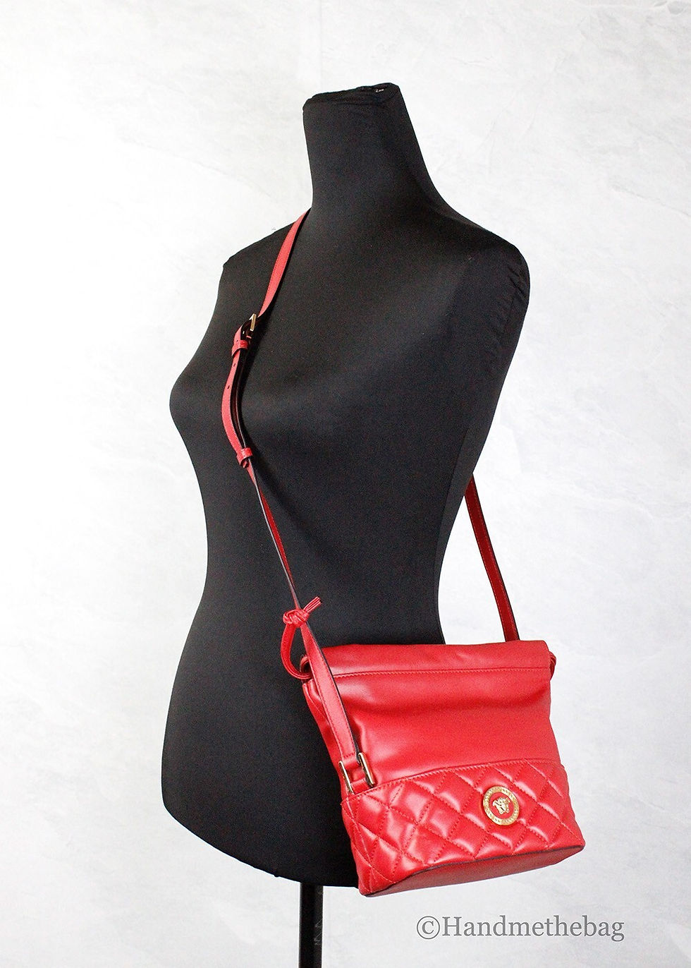 Thumbnail: Versace Red Quilted Leather Drawstring Shoulder Bag Bucket Crossbody Handbag