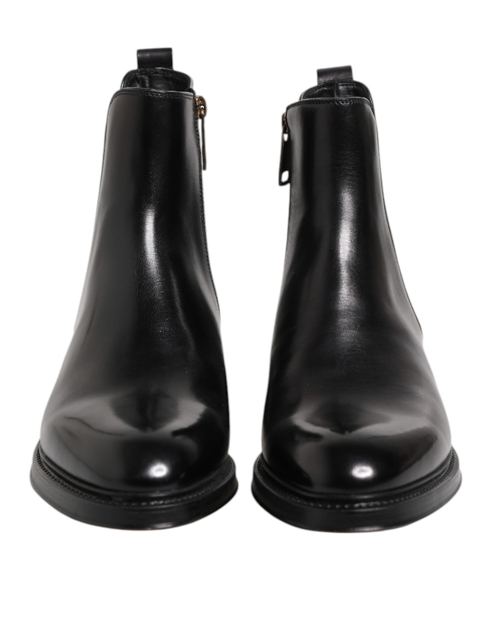 Thumbnail: Dolce & Gabbana Black Chelsea Leather Mid Calf Boots Shoes