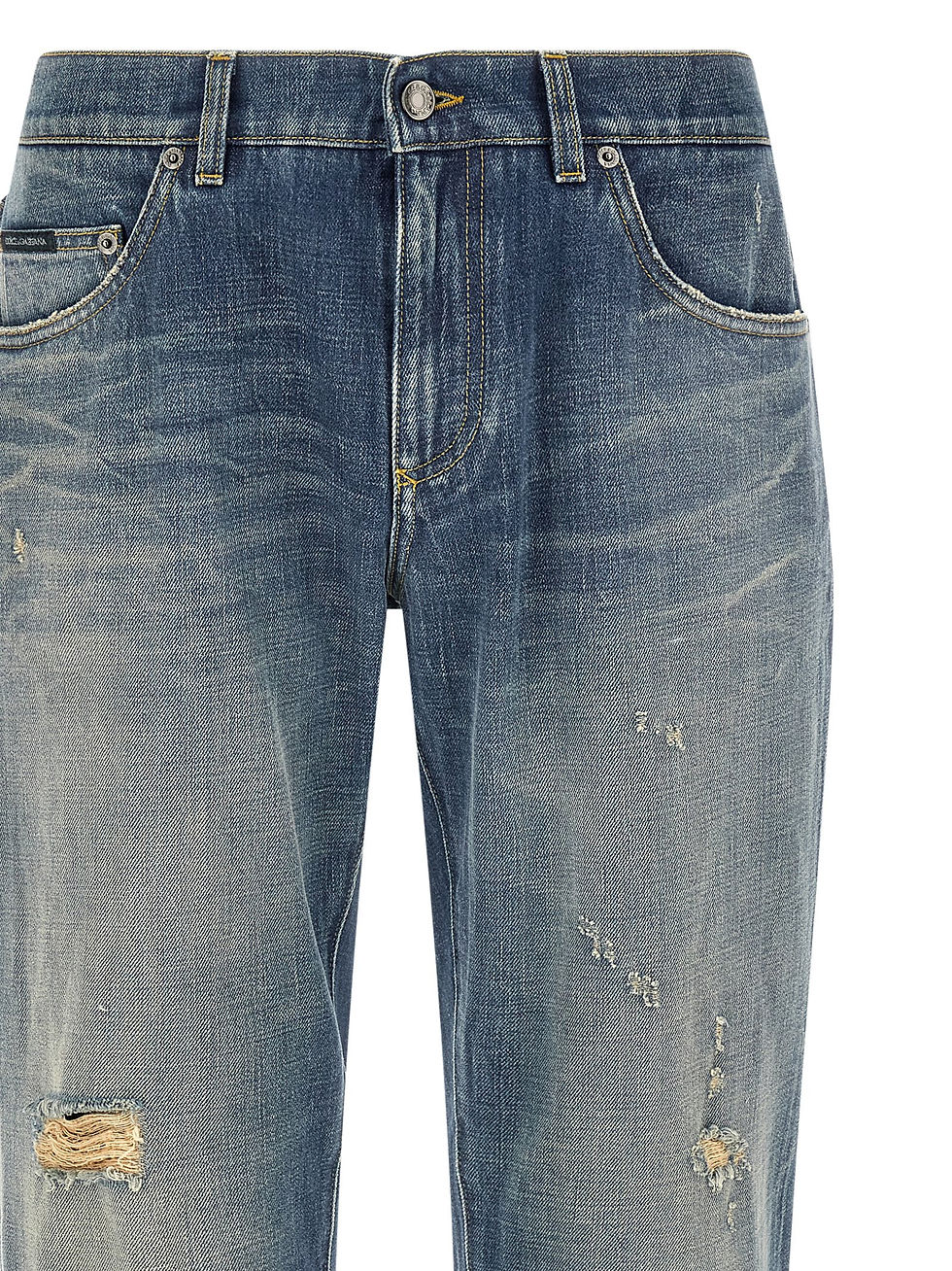 Thumbnail: Dolce & Gabbana Blue Cotton Relaxed Fit Jeans