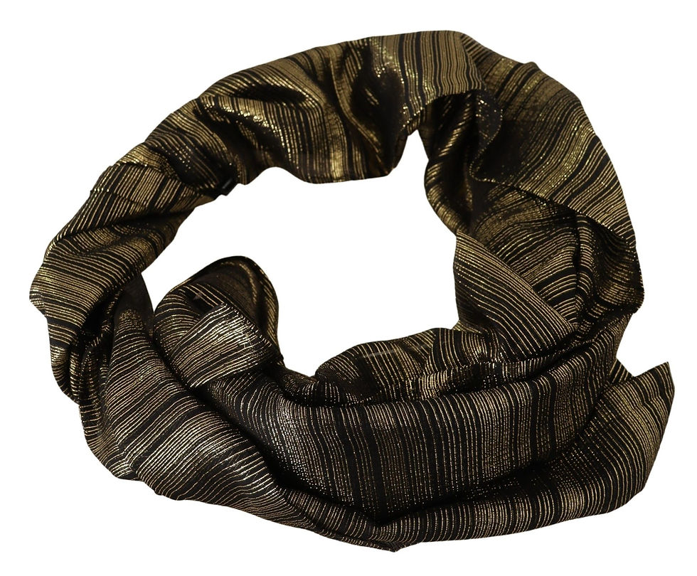Thumbnail: Dolce & Gabbana Metallic Gold Silk Stretch Shawl Wrap Scarf