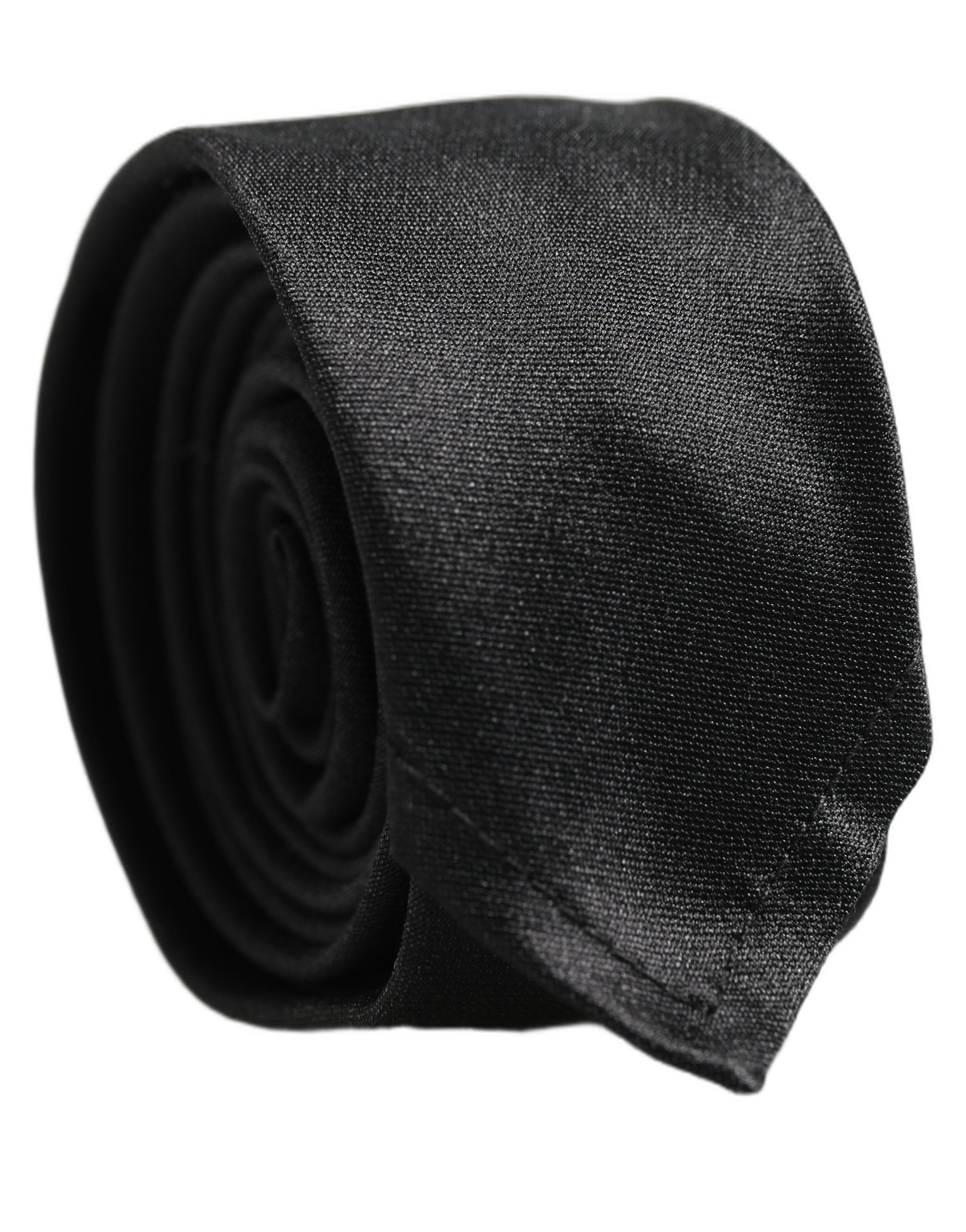 Dolce & Gabbana Men Black Satin Silk Classic Adjustable Tied Necktie Tie