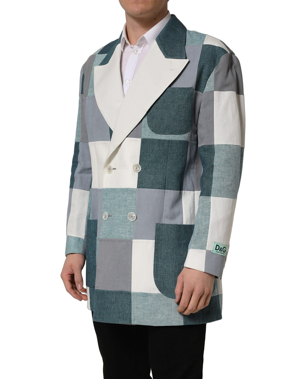 Thumbnail: Dolce & Gabbana Multicolor Patchwork Linen Double Breasted Jacket