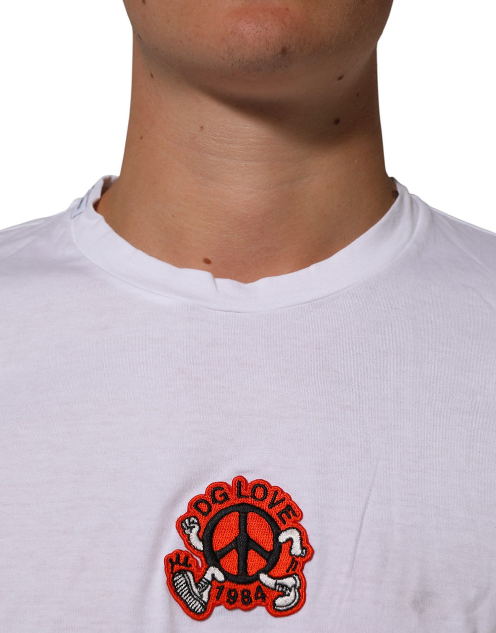 Thumbnail: Dolce & Gabbana White Cotton DG Love Patch Crew Neck T-shirt