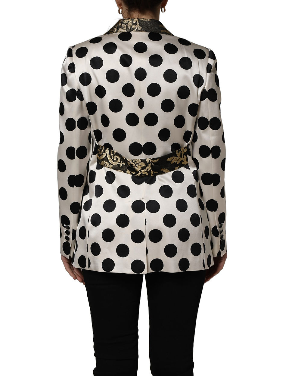 Thumbnail: Dolce & Gabbana White Brocade Polka-Dot Print Blazer Jacket