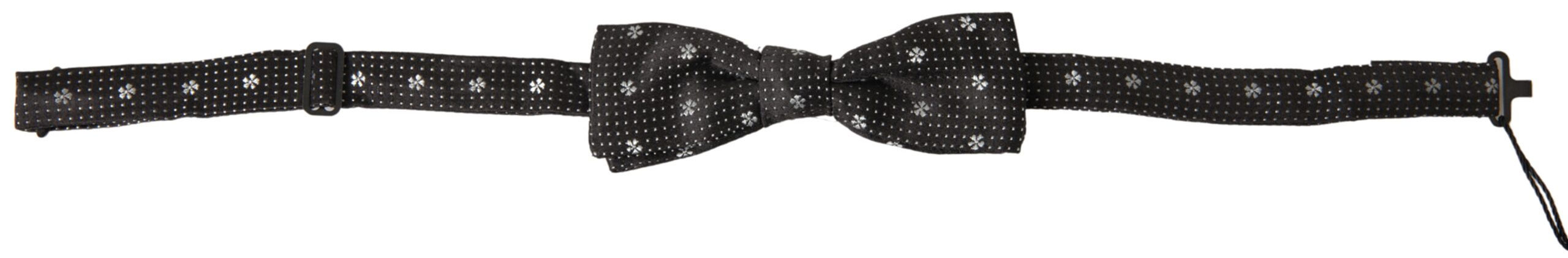 Dolce & Gabbana Dark Gray Patterned Silk Adjustable Men Neck Papillon Bow Tie