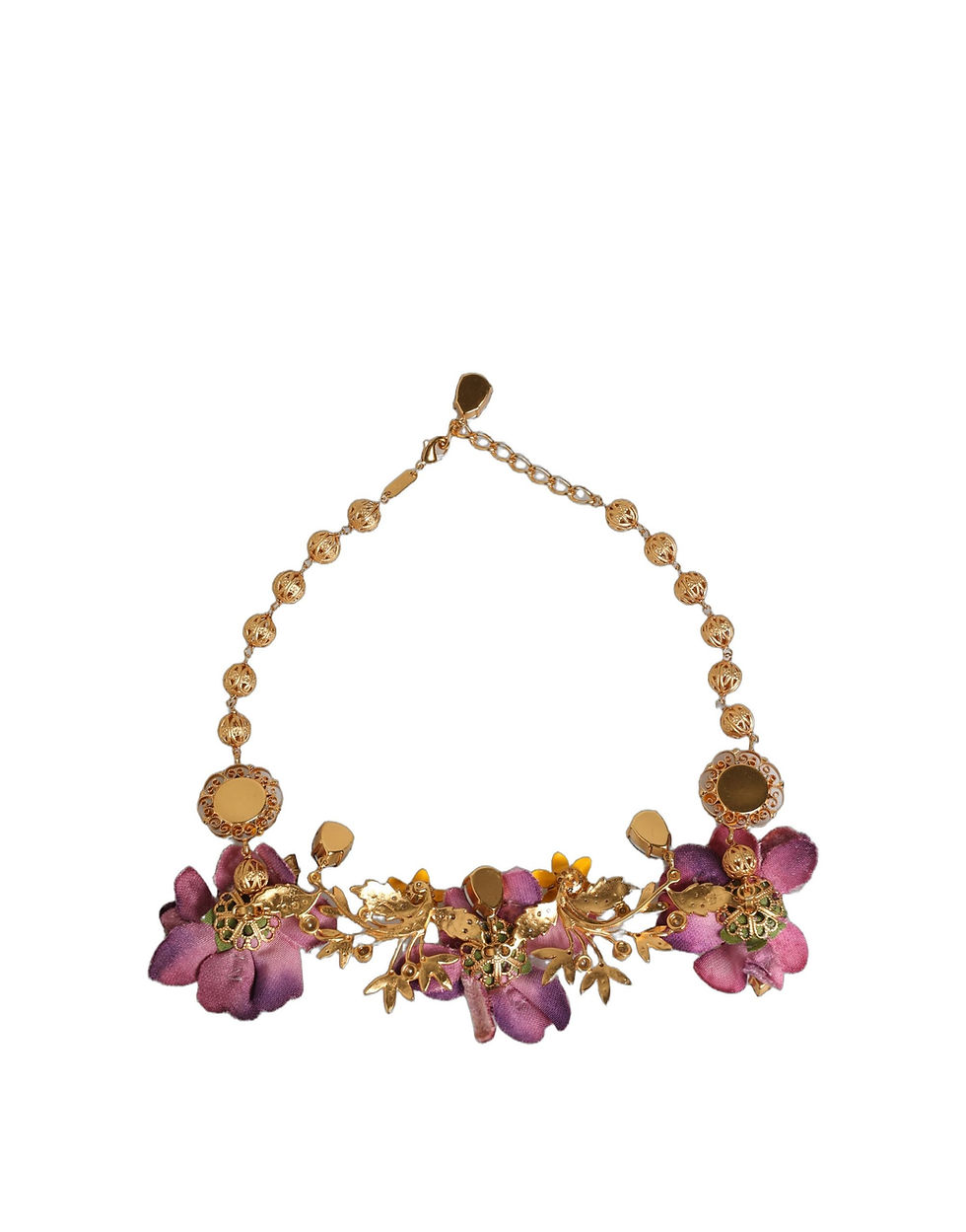 Thumbnail: Dolce & Gabbana Gold Brass Mix Fiori Flowers Crystal Chain Necklace