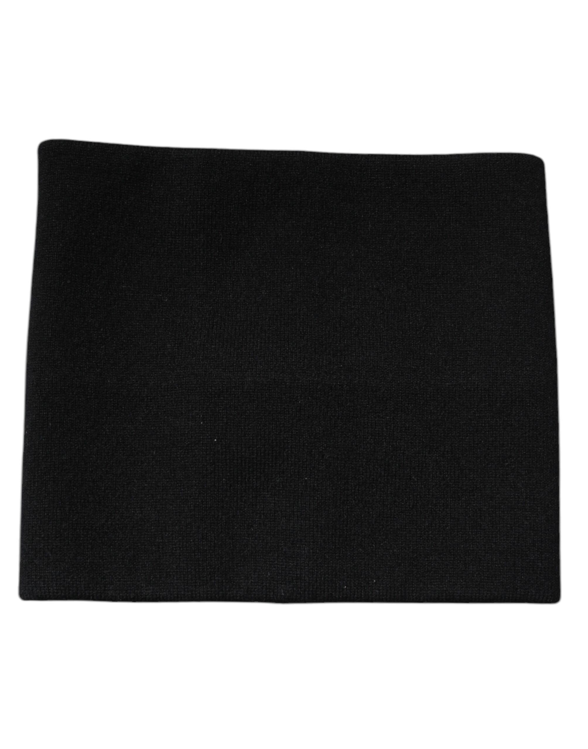 Dolce & Gabbana Black Cashmere Knitted Square Handkerchief Scarf