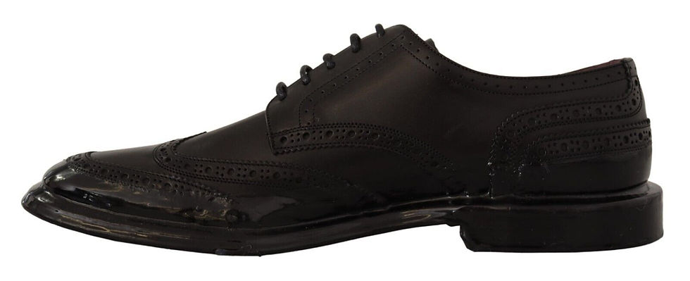 Thumbnail: Dolce & Gabbana Black Leather Oxford Wingtip Formal Derby Shoes