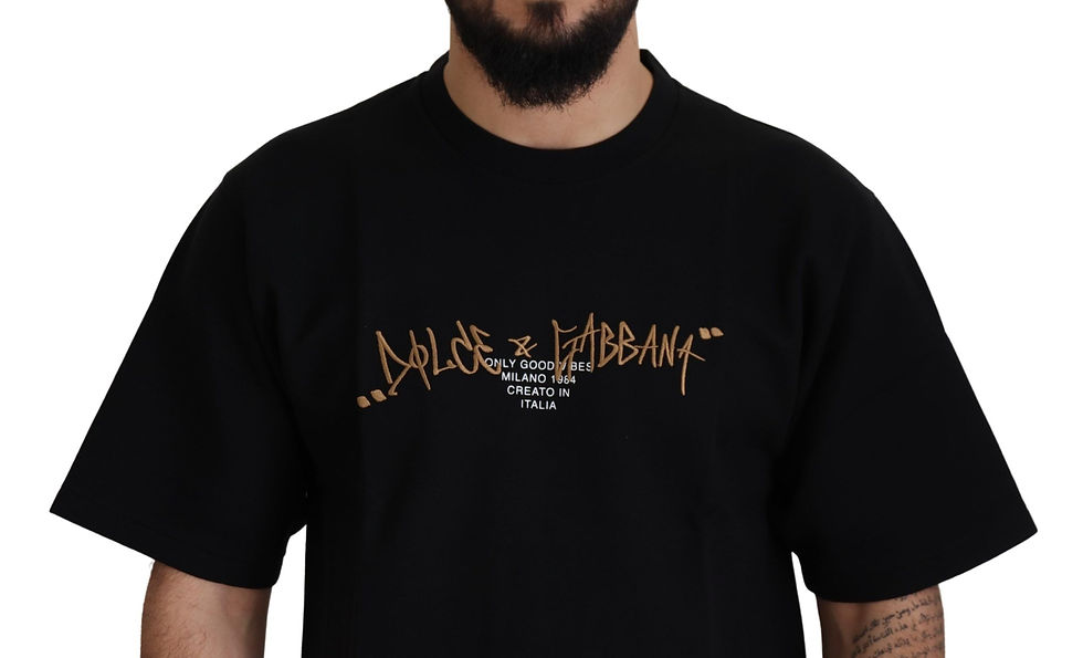 Thumbnail: Dolce & Gabbana Black Logo Cotton Crewneck T-shirt