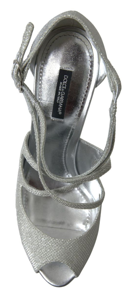 Thumbnail: Dolce & Gabbana Silver Shimmers Sandals Heel Pumps Shoes