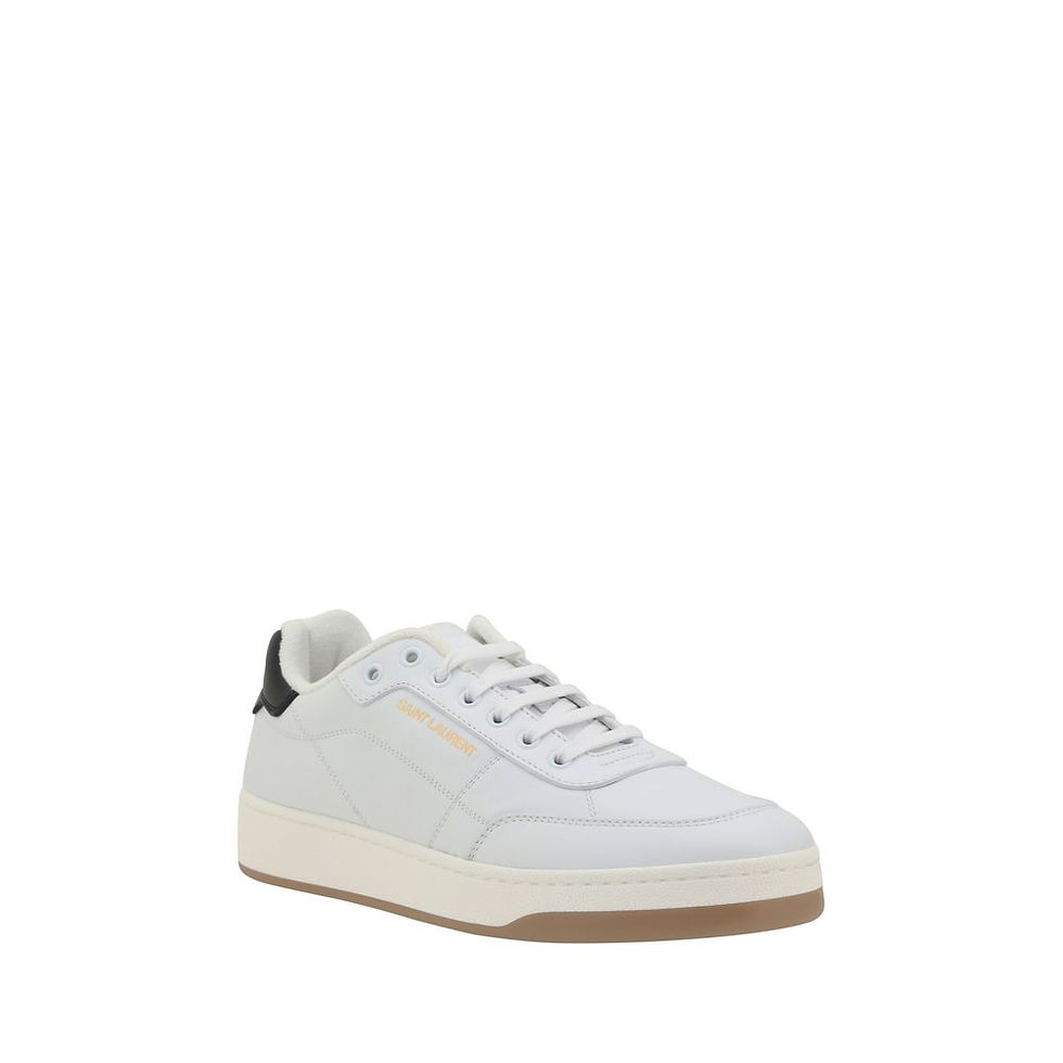 Thumbnail: Saint Laurent White Calf Leather Bos Taurus Low Top Sneakers