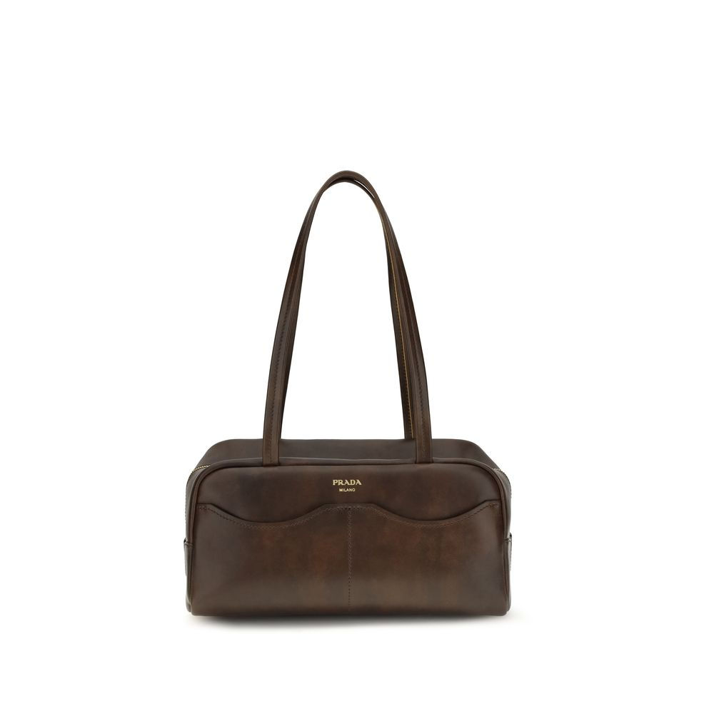 Prada Brown Calf Leather Bos Taurus Shoulder Bag