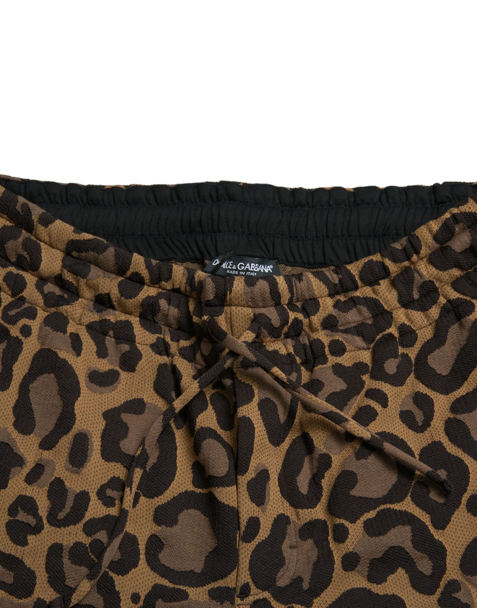 Thumbnail: Dolce & Gabbana Brown Leopard Jacquard Jogger Pants