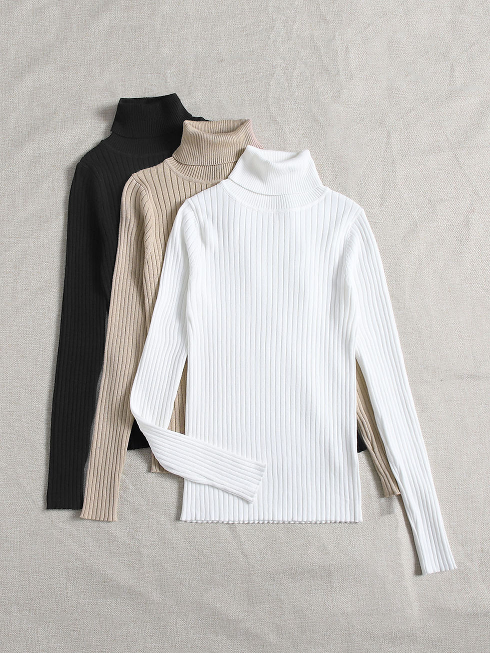 Thumbnail: 3x Turtle Neck Ribbed Knit Jumper