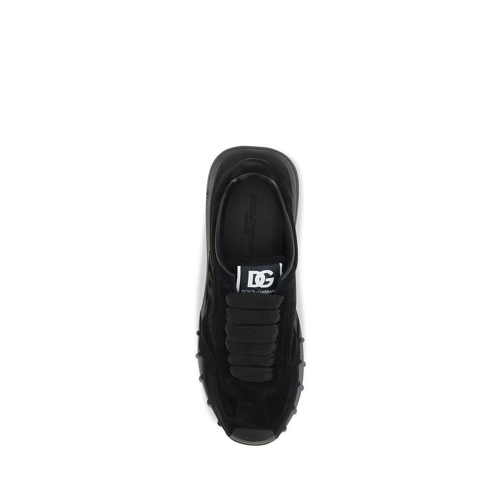 Thumbnail: Dolce & Gabbana Black Calf Leather Bos Taurus Athletic Sneakers