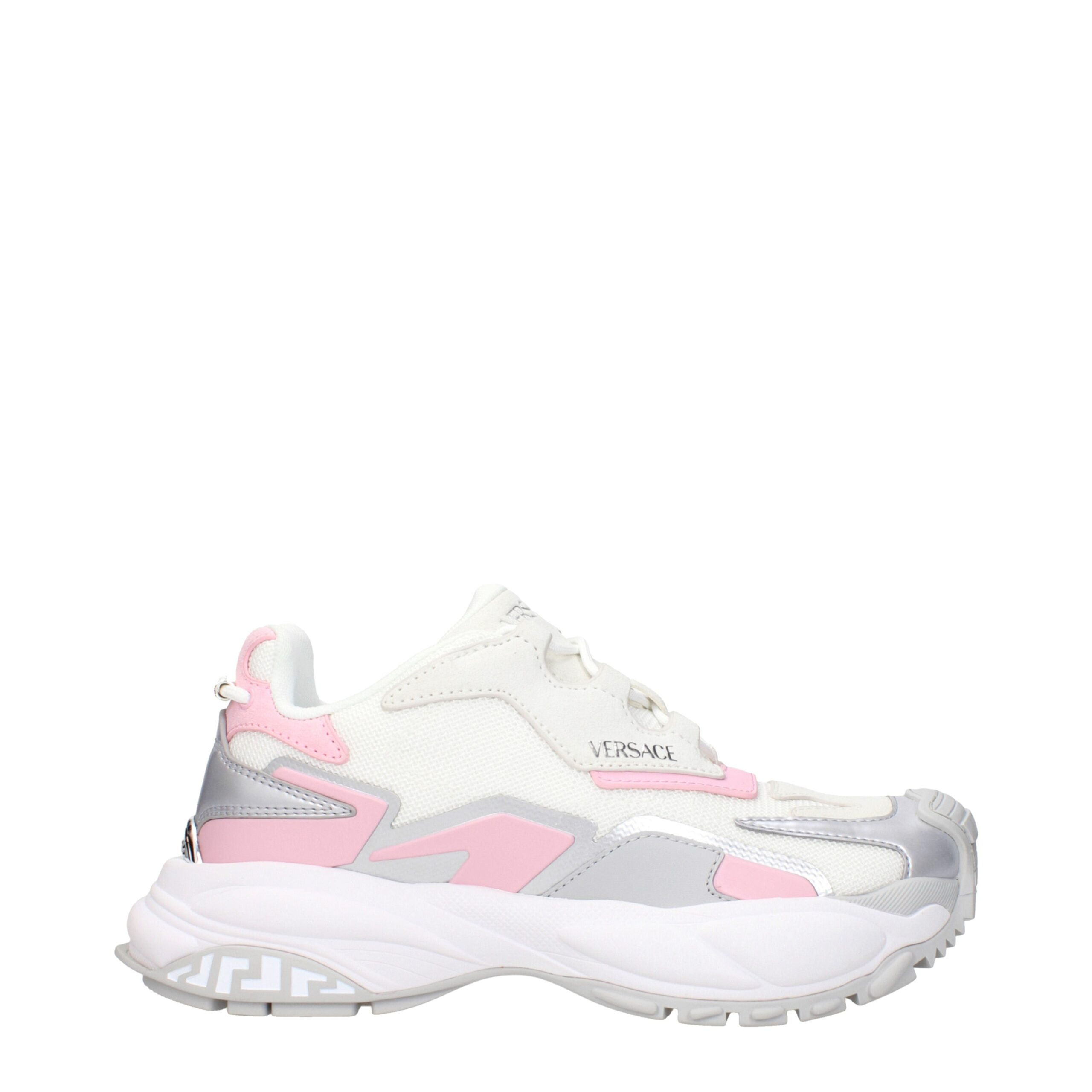 Versace White Fabric Chunky Sneakers
