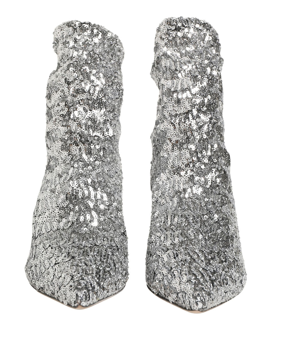 Thumbnail: Dolce & Gabbana Silver Sequined Short Boots Stretch Shoes
